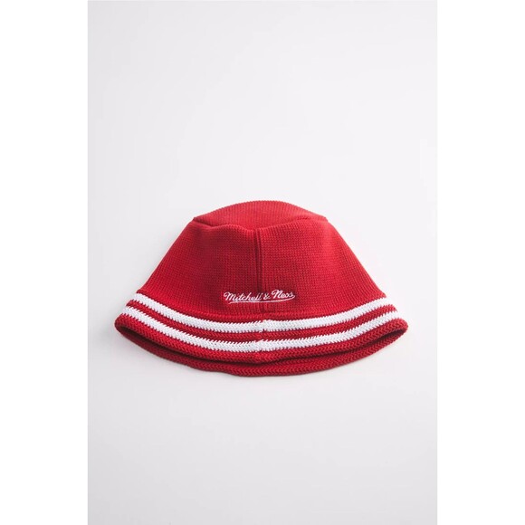 Chicago Bulls Bucket Hat Knit Cap Red White NBA Mitchell & Ness Soft New Tags - Picture 3 of 5